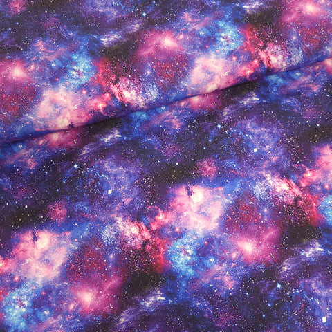 Cotton jersey - Pink and purple galaxy 