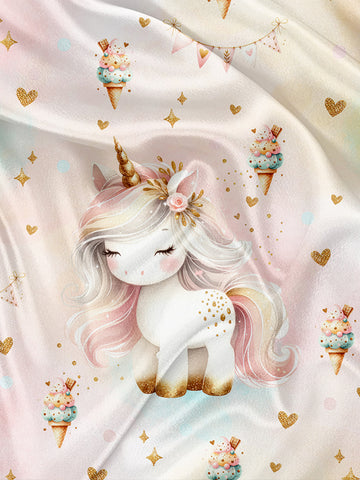 Panel for Napkin and Blanket Unicorn and watercolor cone