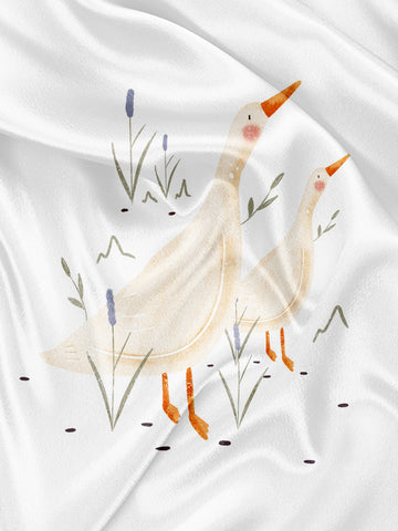 Panel for Towel and Soft Blanket goose white background