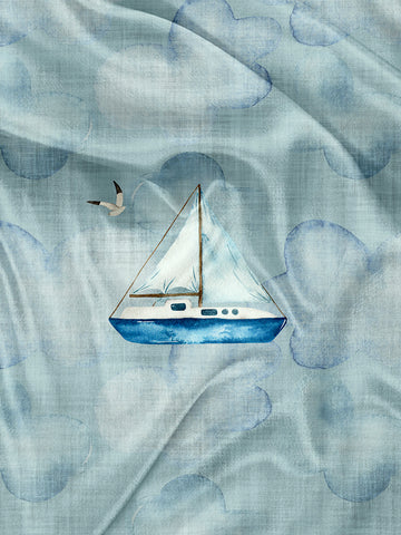 Sailboat and Lighthouse Napkin and Blanket Panel
