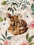 Panel for Towel and Blanket Deer pink flower