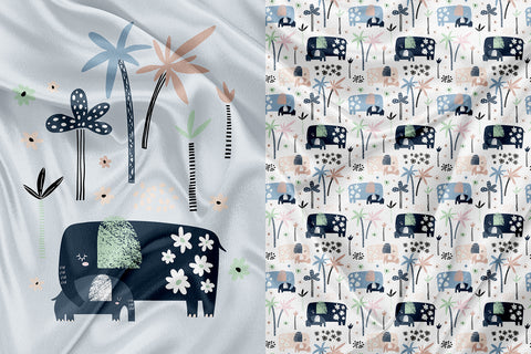 Palm Tree Elephant Garment &amp; Blanket Panel