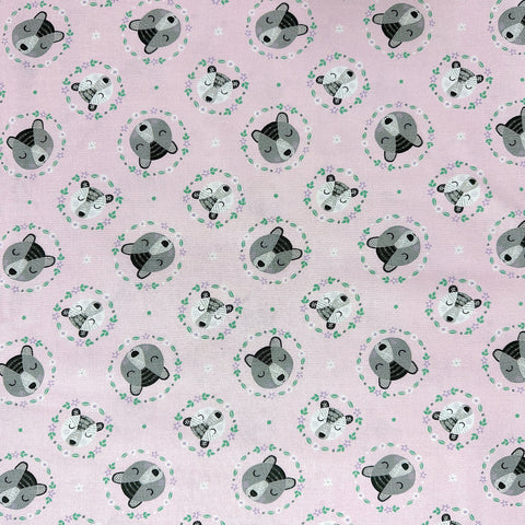 100% Coton à Motif - Sleepy Bear Rose