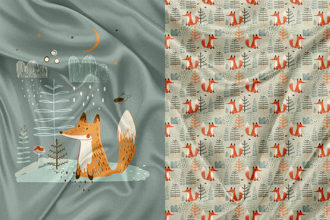 Little fox in the forest Clothing and Blanket Panel