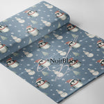 Penguin, Fir tree blue gray background