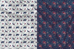 Panel Bear and Deer Bouquet floral navy 