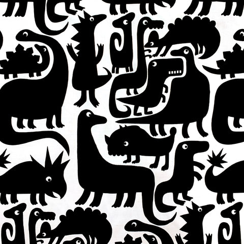 100% Cotton with Pattern - Black Dino
