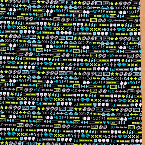 100% Cotton Patterned - Video Game Black