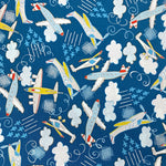 100% Cotton with Pattern - Blue Airplane