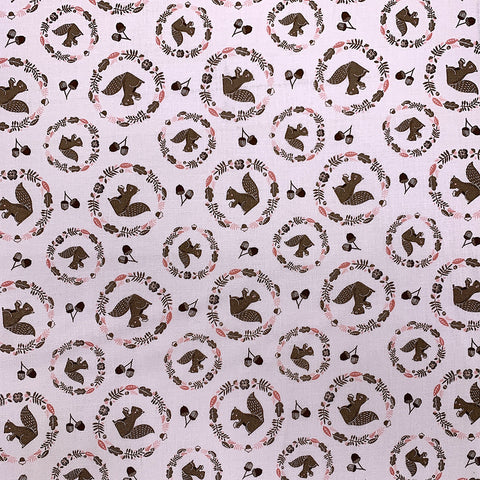 100% Cotton with Pattern - Pink Squirrel