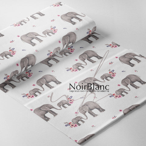 Jersey 208 gsm Elephant and flowers 