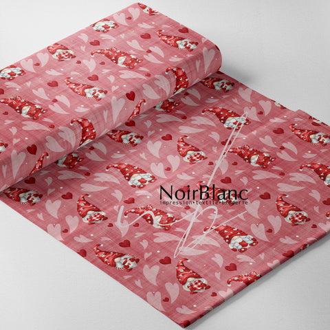 Valentine's Day Gnome Linen effect Red