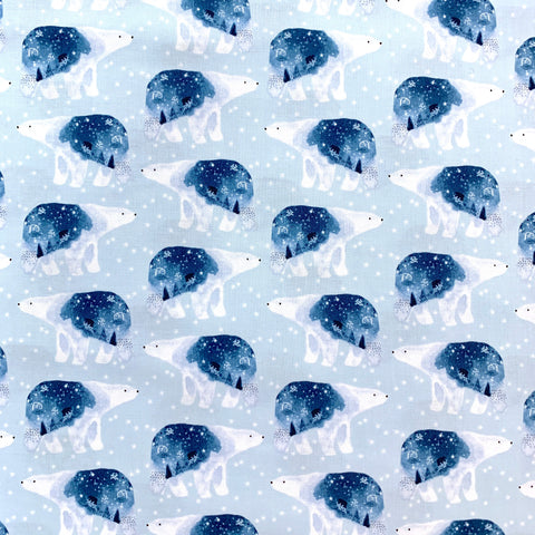100% Cotton with Pattern - Blue Polar Bear