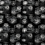 100% Cotton with Pattern - Motorcycle Black