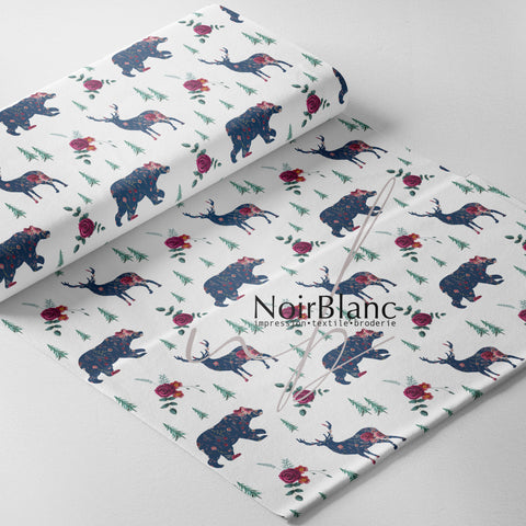 Bear and Deer Navy Floral Bouquet