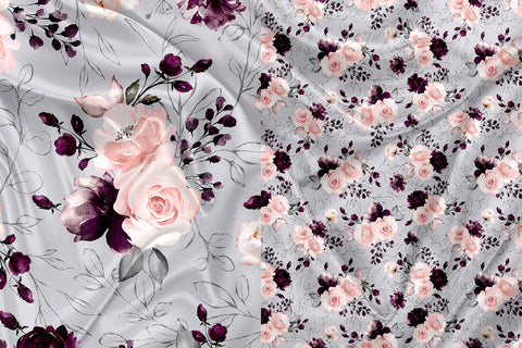 Gray and Pink Floral Panel 