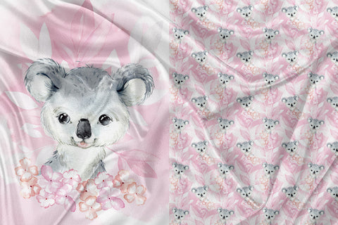 Koala Leaf and Flower Clothing and Blanket Panel