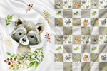Panel for Garment and Blanket Raccoon and Patchwork