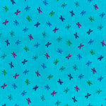 100% Cotton with Pattern - Turquoise Butterfly