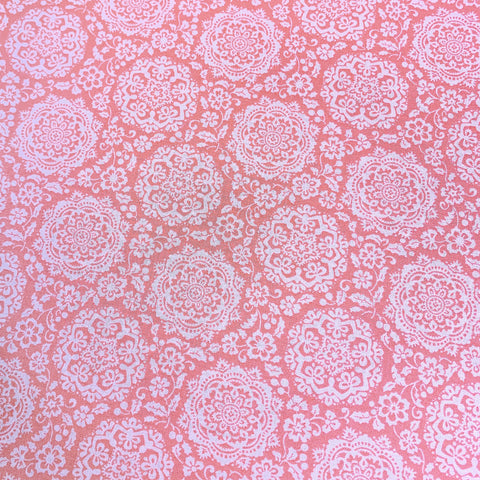 100% Cotton with Pattern - Coral Rosette