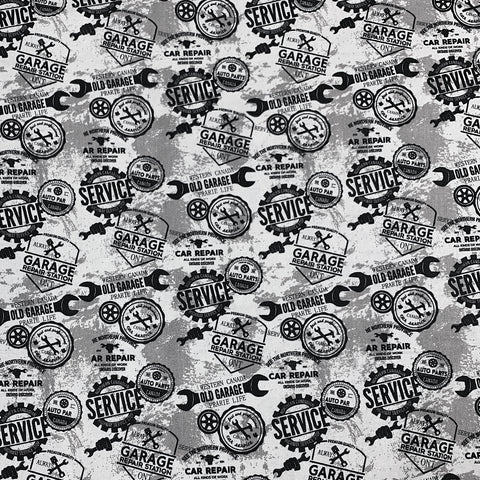 100% Cotton Patterned - Gray Garage